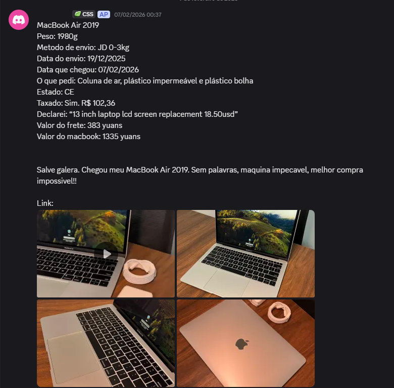 Resultado aluno Discord 2